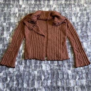 ii Sisters Burnt Red Long Sleeve Crochet/Linen Cardigan Size Small